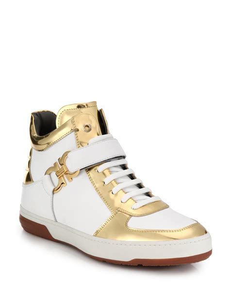 salvatore ferragamo high top sneakers|salvatore ferragamo number leather sneakers.